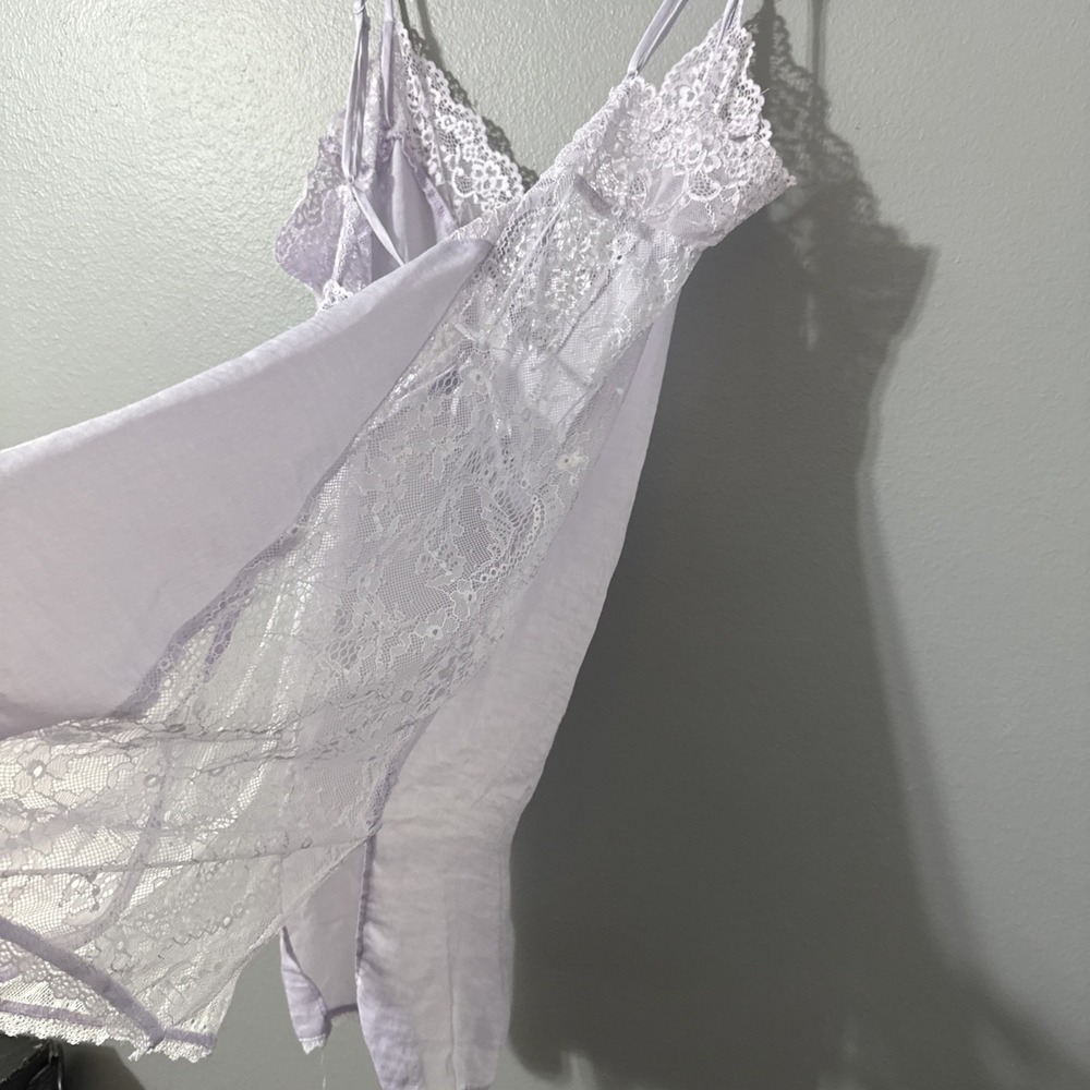 Womens Nightie babydoll lingerie Semi Sheer Croquet XL Sheer Side Tie Back Slip